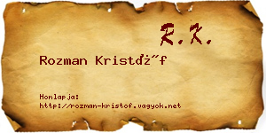 Rozman Kristóf névjegykártya